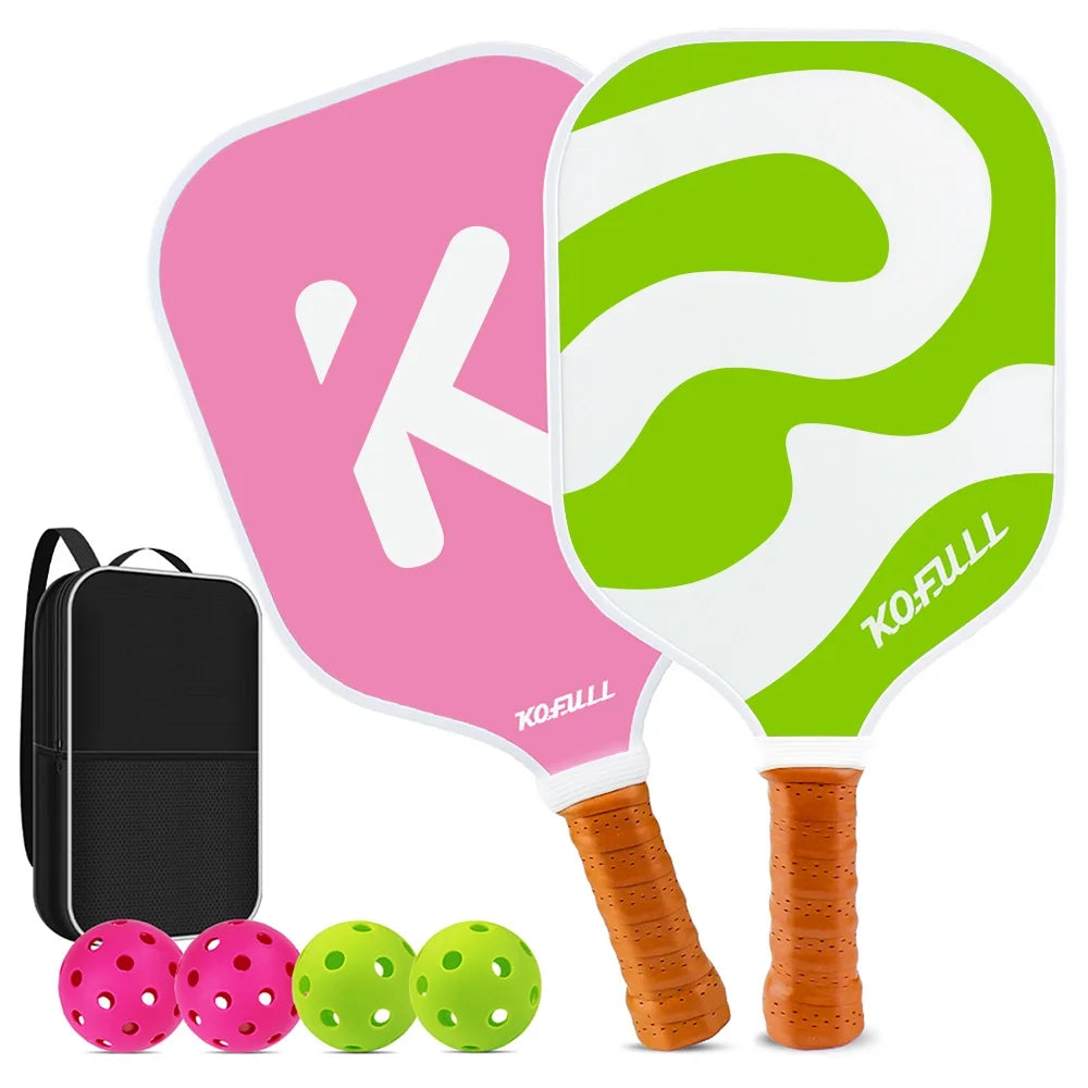 Lightweight Pickleball Paddle Set – Fiberglass & Honeycomb Core, Pink & Green, Perfect Gift for Women & Beginners