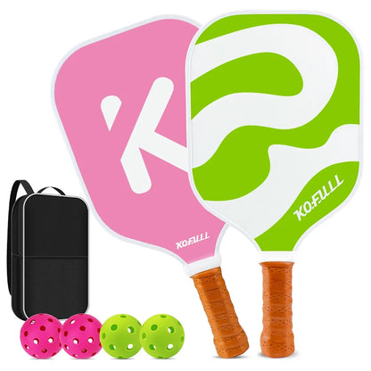 Lightweight Pickleball Paddle Set – Fiberglass & Honeycomb Core, Pink & Green, Perfect Gift for Women & Beginners