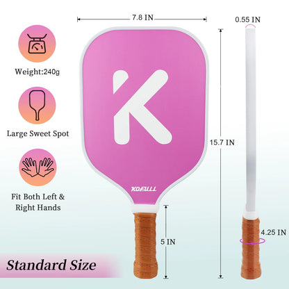 Lightweight Pickleball Paddle Set – Fiberglass & Honeycomb Core, Pink & Green, Perfect Gift for Women & Beginners