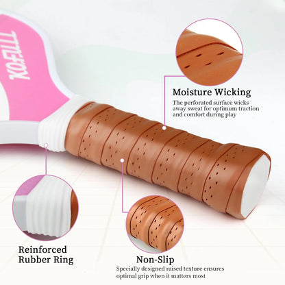 Lightweight Pickleball Paddle Set – Fiberglass & Honeycomb Core, Pink & Green, Perfect Gift for Women & Beginners