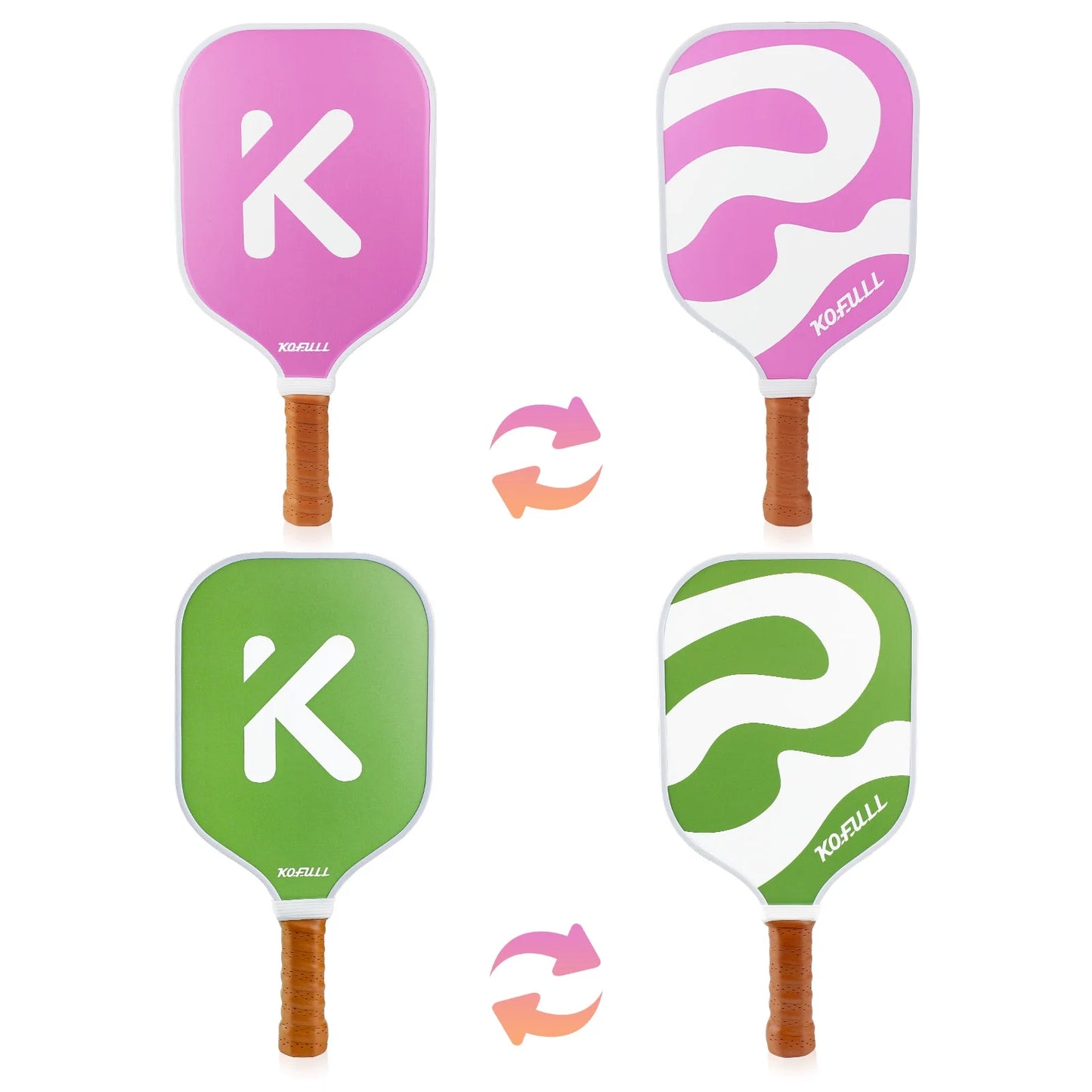 Lightweight Pickleball Paddle Set – Fiberglass & Honeycomb Core, Pink & Green, Perfect Gift for Women & Beginners